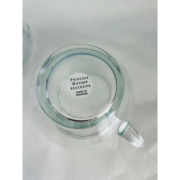 Princess House Heritage Creamer & Sugar Set Lid Vintage Etched Glass Floral - Picture 2 of 8